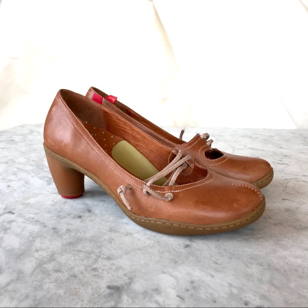 ❌SOLDCamper | Honey Brown Leather Heels